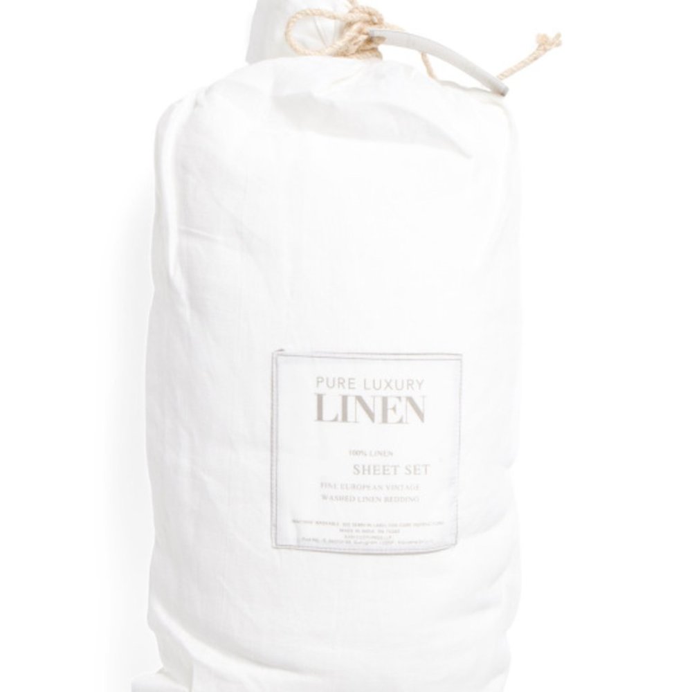 Pure Luxury Linen White Queen Sheet Set